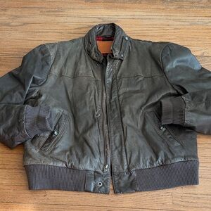 Men's Vintage Brown Leather Bomber Jacket